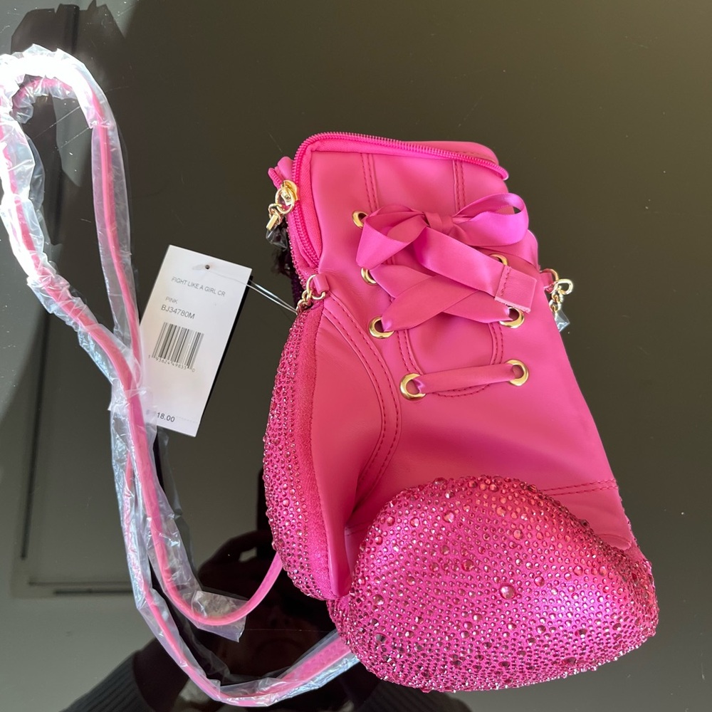 Betsy Johnson Pink Rhinestone Boxing Glove Clutch or Crossbody Purse